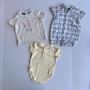 3-6M Janie and Jack Baby Boy Clothing Lot Polo Onesie Plaid Romper Flamingo Tee